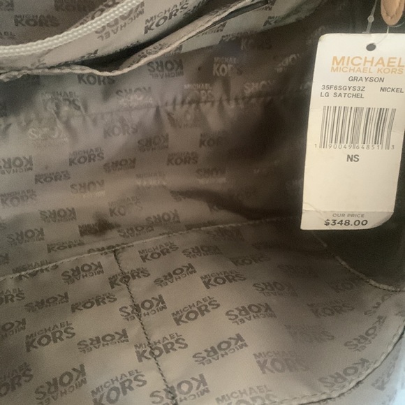 Michael Kors Grayson Large Satchel Mirror Metallic in Gunmetal Gray - Picture 12 of 12